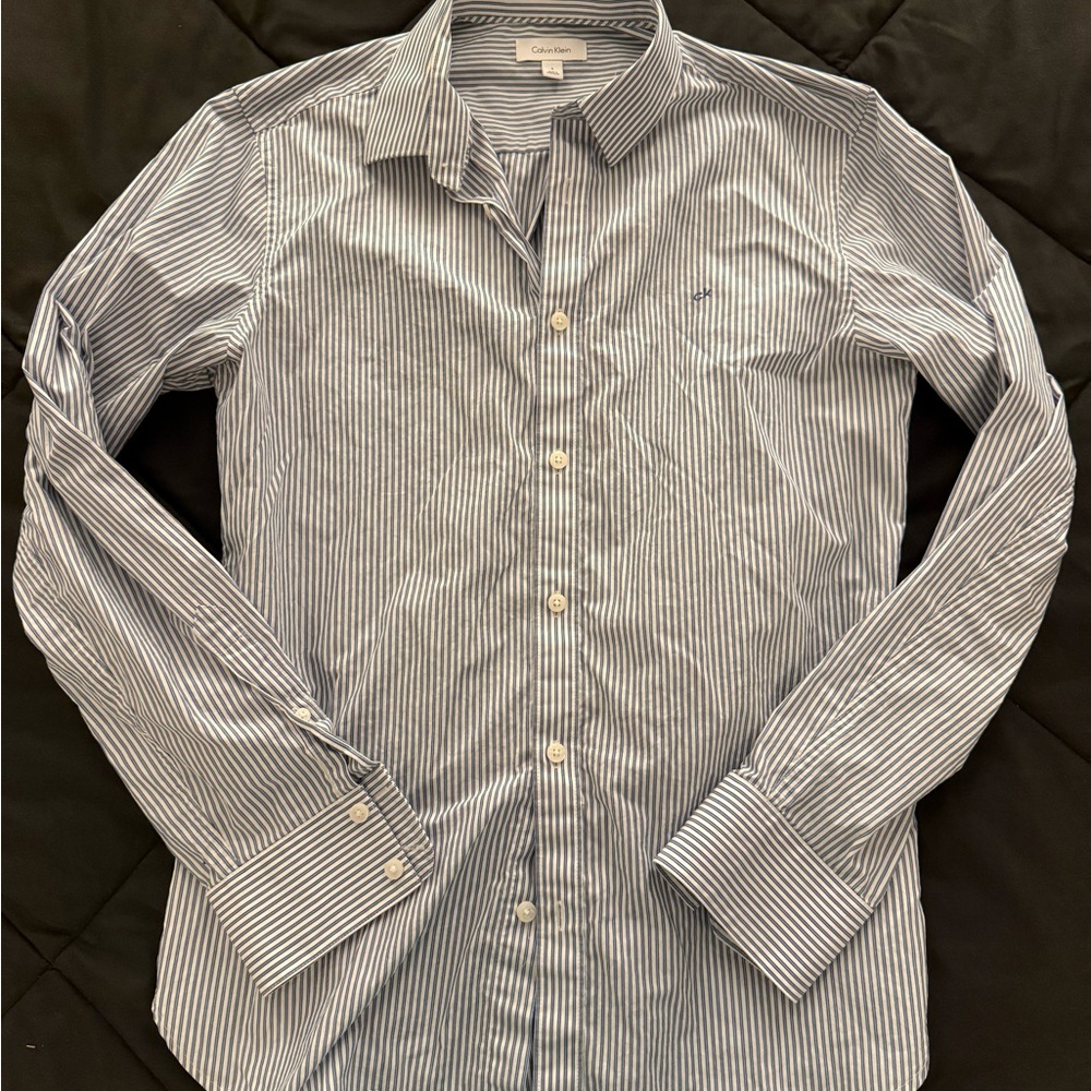 Calvin Klein Navy Striped Button Down Shirt